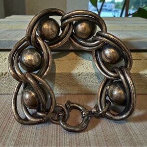 Huge Vintage Pre 1940’s Stamped Germany Rustic Bold Chunky Statement Bracelet